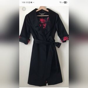 White House Black Market Black Satin Coat.
